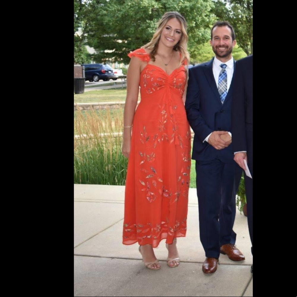 Beautiful red/orange anthropology dress
